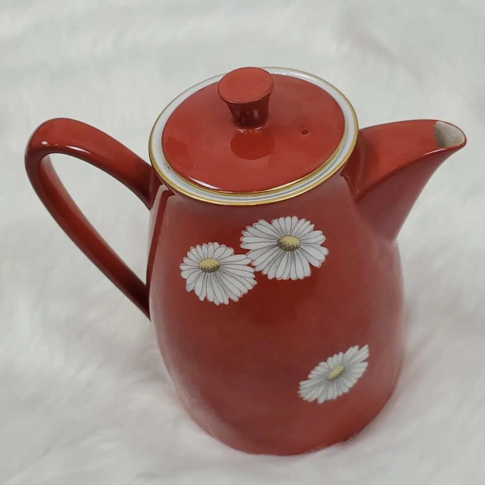 Rare Notitake Nippon Toki Kaisha Red Daisy Pottery Mid-Century Modern Vintage
